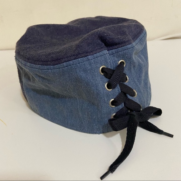 Light & Dark Denim Leather Women’s Lace Cap - Picture 6 of 8